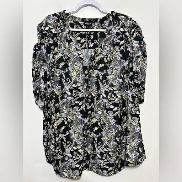 New Without Tag Torrid Harper Georgette Floral Ruched Sleeve Blouse - Picture 4 of 14